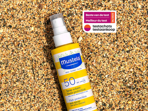 Notre Spray solaire élu "Meilleur du test" par Testachats - Mustela Belgium - 1