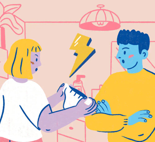 illustration parents ayant une dispute pour une couche - Mustela Belgium - 1