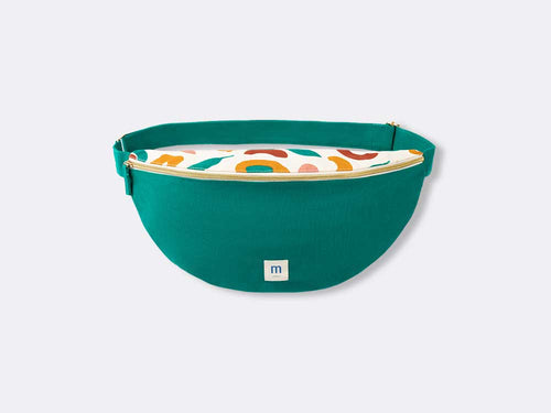 Mustela sac banane femme en coton vert sapin avocat fermeture éclair dorée or - Mustela Belgium - 2