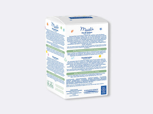Musti eau de senteur musti parfum bébé enfant packaging de dos - Mustela Belgium - 5